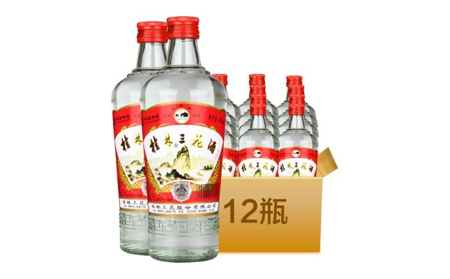 52度桂林三花酒玻璃瓶米香型白酒一箱图片